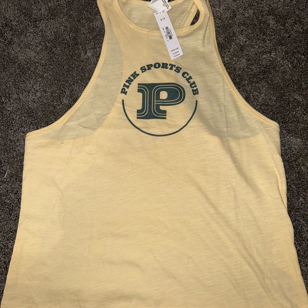 Yellow PINK Sports Club racerback tank Top